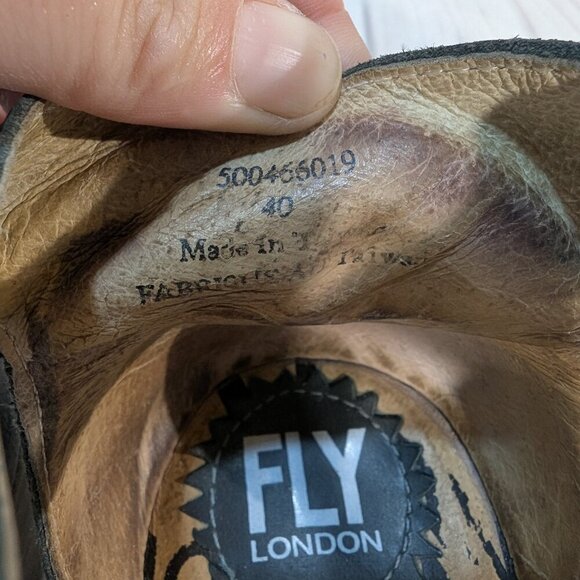 FLY London Black Leather Wedge Heel Ankle Straps Shoes Size 40 - Picture 4 of 8